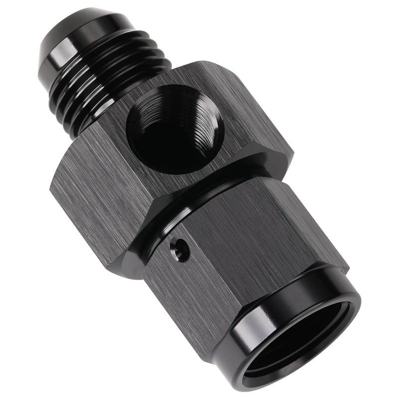 Podavelle 6AN Male to 6AN Female Fuel Pressure Gauge Take Off Fitting Adapter with 1/8 NPT Side Port Aluminum Black - Image 1